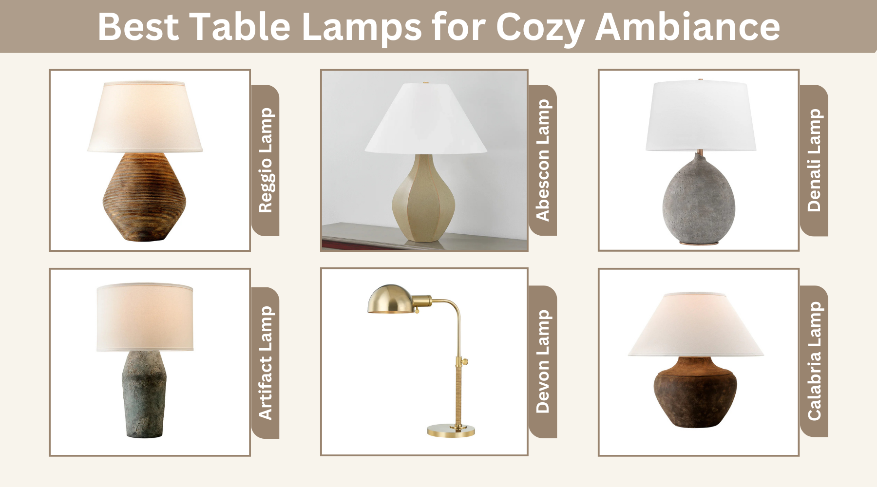 A collection of stylish table lamps designed to create a warm and inviting atmosphere in any room.