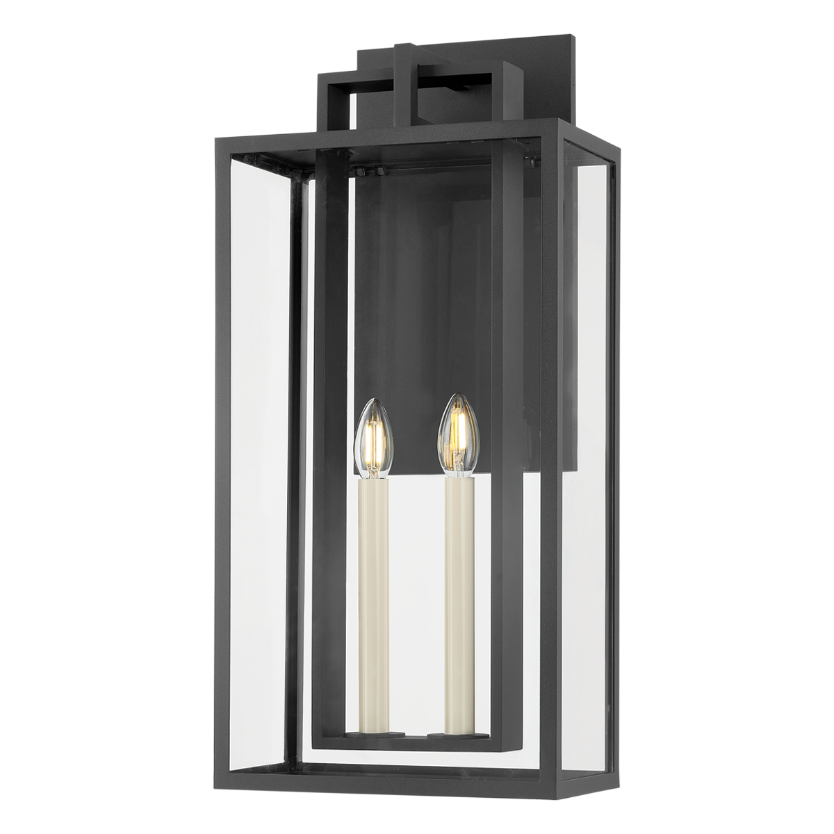 Amrie Outdoor Wall Sconce – Modern Elegance with Clear Glass & Textured Black Finish