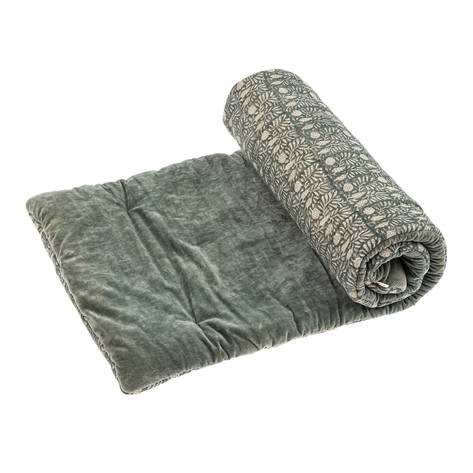 Tulsi Black Print Velvet French Mattress