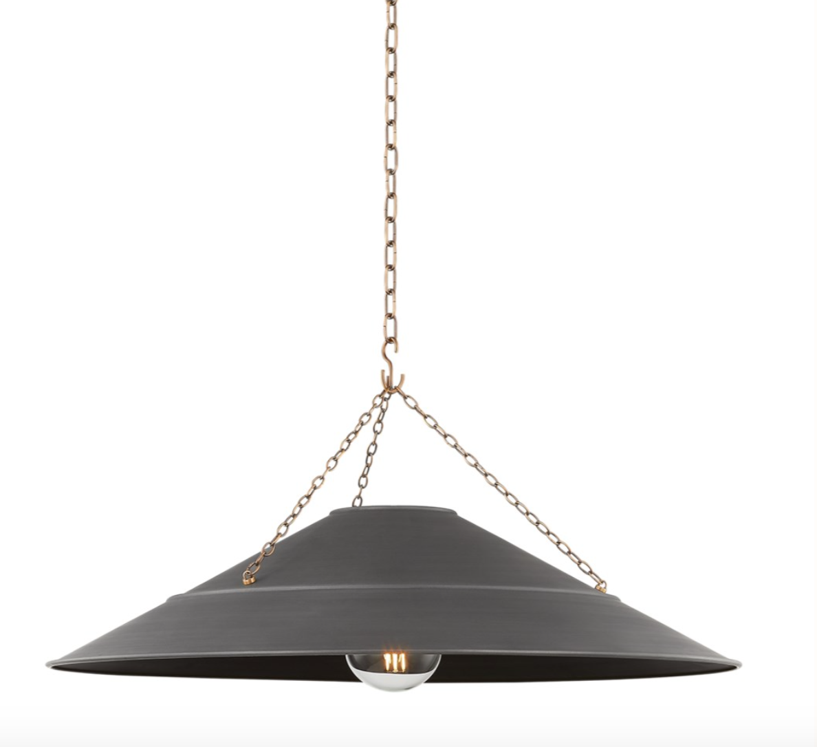 Arcane Pendant | Graphite Shade with Patina Brass and Industrial Detailing