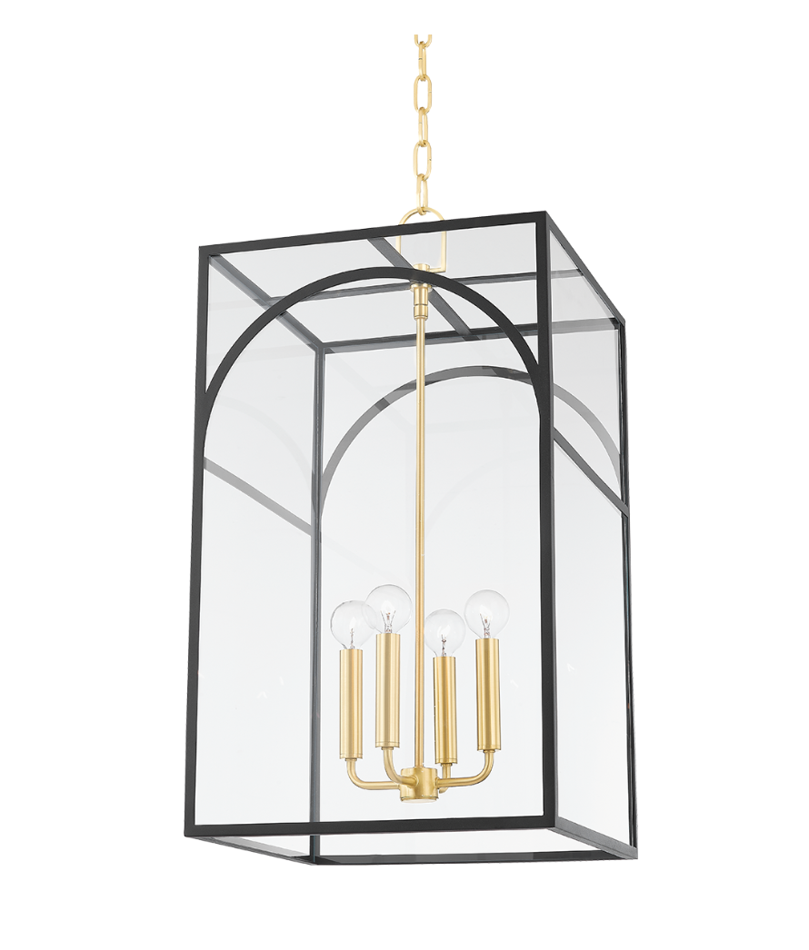 Addison Pendant | Aged Brass Candlesticks Within a Decorative Cage